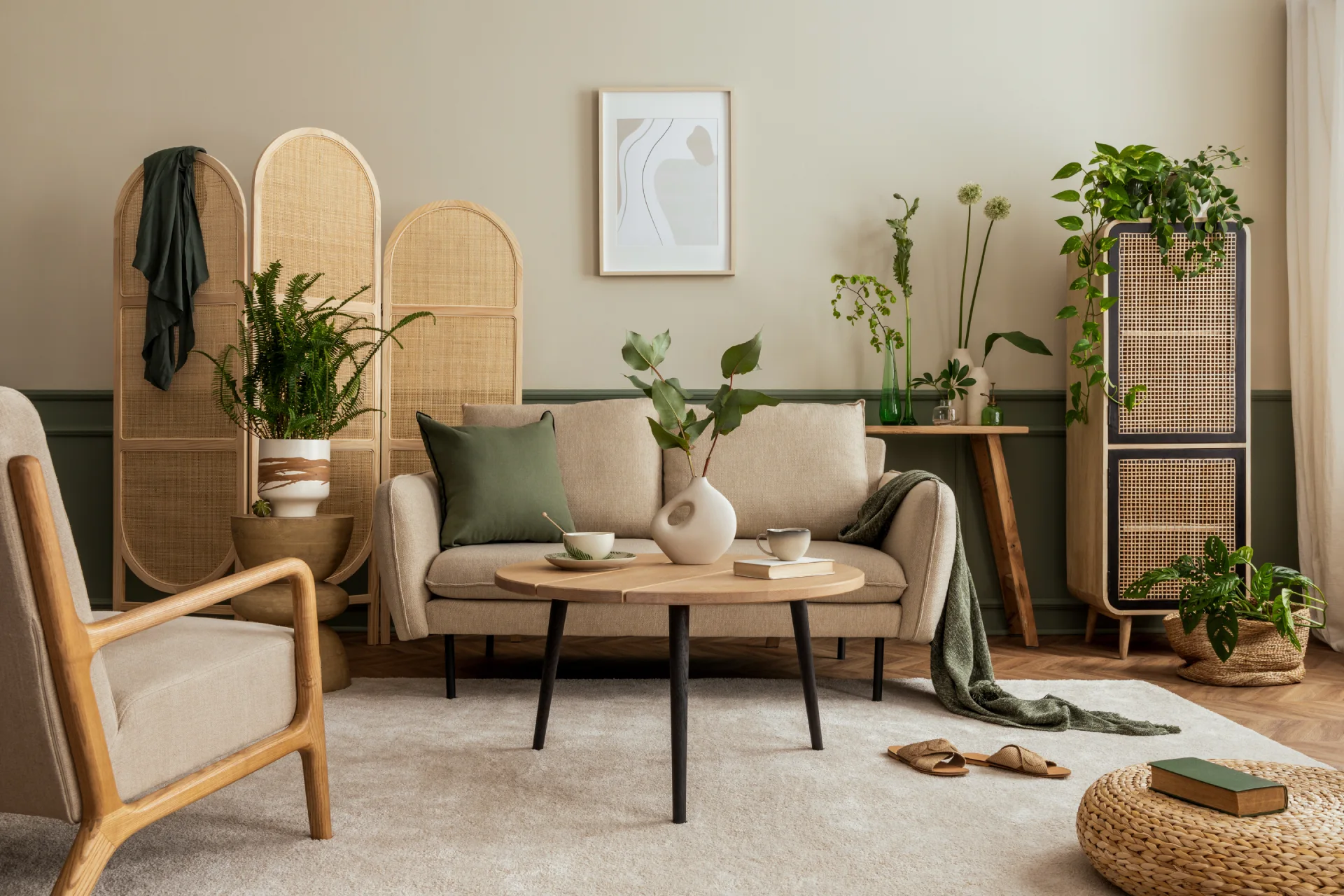 Green home furniture living room